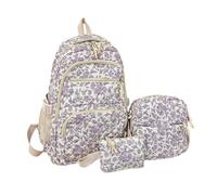 Zunetsutock Floral Backpack for Girls - Large Capacity Flower Bookbag Set