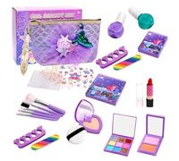 Zunetsutock Maquillaje para niñas, juego de cosmética lavable, juego de cosméticos de juguete, para habitación de los niños, fiesta de cumpleaños, carnaval, princesas, fiestas
