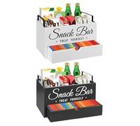 Zunetsutock Organizador de mostrador de café, soporte para estación de té, unidad de exhibición de madera, base de almacenamiento de cajones, estante de servicio de bebidas, organizador de cocina para