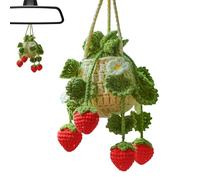 Zunetsutock Planta en maceta de ganchillo para coche, de coche de fresa de ganchillo - para plantas de coche, suspensión de espejo de coche de ganchillo planta de coche