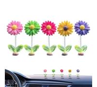 Zunetsutock Sunflower Shaking Head Figurines - 5 Piece Dashboard Decor Set