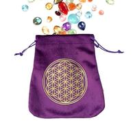 Zunetsutock Tarot de tela de terciopelo de joyería con cordón | para tarjetas de dados, bolsas de joyería para regalo para tarjetas, Purple, flower of life, Unisex