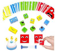 ZUNIPLEX Puzzle de Madera de Expresión Facial,Cubo de Madera,Puzzle de Madera con Caras mágicas para niños a Partir de 3 años,Juego Interactivo con Campana y Reloj de Arena.