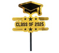 Zunishaone 2025 Graduación Cupcake Toppers | Decoraciones acrílicas para cupcakes | Feliz Negro Y Dorado Apetito Escoge para el hogar, aula, escuela, guardería de niños