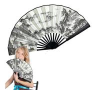 Zunishaone Abanicos de seda de mano, abanico plegable chino de mano, decoración creativa de accesorios chinos plegables para bodas, actuaciones, bailes