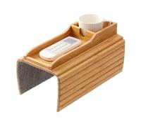 Zunishaone Bandeja para portavasos de sofá, mesa plegable para reposabrazos de sofá, organizador de sofá de madera que ahorra espacio, organizador multiusos para café, bebidas, aperitivos y para el