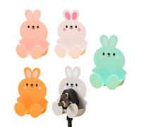 Zunishaone Bunny Wall Hooks - 6X9.2cm ABS Cute Adhesive Plug Holders Without Nails, Cartoon Organizer Rack | Kitchen Bedroom Cellphone Charging Stand Wall Decor Socket Management for Home