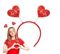 Zunishaone - Casco de corazón, diadema de San Valentín, diseño de lentejuelas brillantes para el amor | Disfraz de San Valentín, accesorios de fiesta para cumpleaños de vacaciones