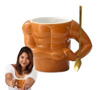 Zunishaone Ceramic Mug - 12.8x9.5cm Ceramic Sculpted Grip Heat Retention Ergonomic Hold Drinkware, Secure Handling | Beverage Vessel Study Lounge Dining Decor Gifting Moments