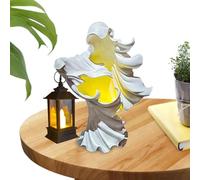 Zunishaone - Escultura fantasma sin rostro, decoración fantasma de resina vintage | Estatuas de bruja LED para el hogar al aire libre del patio, césped, fiesta de jardín, decoraciones de halloween