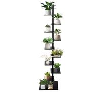 Zunishaone Estantería para la columna vertebral, elegante estantería no deslizante de 9 niveles | Torre de libros de pie vertical para decoración, libros, almacenamiento, librería, pequeñas plantas