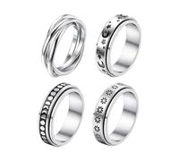 Zunishaone Fidget Ring Set | 4 Pieces Modern Titanium Steel Stylish