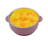 Zunishaone Food Bowl - 11x5.5cm Silicone Stainless Steel Suction Cup Plate, Non Slip Anti Scald Feeding Dish Ensuring Secure Dining | Camping Daycare Restaurant Snack Lunch Meal Travel Kitchen