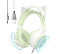 Zunishaone Headphones - 18.5x10x23cm Wired Noise Canceling Microphone Cat Ear Design Light Up Speaker, Comfortable Fit | Music Phone Calls Study Dorm Apartment Girls Women Teens