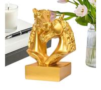 Zunishaone Horse Figurines Resin - 11X8X8cm Golden Double Head Animal Souvenir Statue | Chinese Lunar New Year 2026 Collectible Home Living Room Tabletop Holiday Birthday Decorative Art