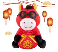 Zunishaone Horse Plush Red, Festive Spring Festival Decoration | Mascot Souvenir Symbolizing Luck for Office Bedroom Living Room Sofa Couch Car Home Celebration Year of 2026 Holiday Spirit