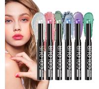 Zunishaone Juego de 6 lápices de sombras de ojos en crema, con efecto brillante, duradero, resistente al agua, con brillo para cumpleaños, uso diario, ocasiones especiales, Navidad, vacaciones