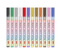 Zunishaone Juego de lápices de uñas, marcadores de esmalte de uñas, 12 colores, marcadores de uñas acrílicos, rotuladores políticos, de secado rápido y resistente al agua, puntas finas, herramientas