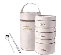 Zunishaone Juego de recipientes térmicos apilables de acero inoxidable para alimentos, soporte aislado | Kit de almacenamiento de aperitivos multicapa, organizador de comidas portátil con bolsa de