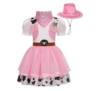 Zunishaone Kids Cowgirl Costume Western Outfit With Hat for Ages 3-10