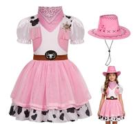 Zunishaone Kids Cowgirl Costume Western Outfit With Hat for Ages 3-10