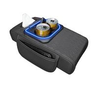Zunishaone Organizador De Descanso Brazo Automóvil: Cojín De Reposabrazos LED Automático, Caja De Almacenamiento Multipropósito | Almohadilla Asiento Delantero Con Taza Y Portavasos, Diseño Sin Desli