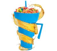 Zunishaone Taza Para Aperitivos Y Bebidas | Vaso de Bebida con Bol para Snacks en la Parte - Contenedor Antiderrames Para Comida Y Bebidas, Para Patatas Fritas, Fruta, Postres, Palomitas, Té En