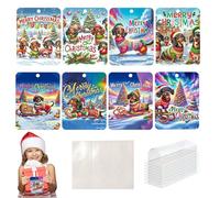 Zunishaone Titulares de plata de Navidad,titulares de dinero de Navidad para efectivo, Monedero 8 piezas Tarjetas de plata de dibujos animados, Adornos de vacaciones divertidos con sobres, colgantes,