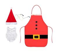 Zunishaone Traje festivo para adultos - Conjunto de disfraz de delantal de Navidad, sombrero y gafas de barba, cosplay clásico de vacaciones, perfecto para celebraciones, , reuniones, juegos de