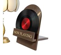 Zunishaone Vinyl Record Stand - 22x13cm Wood Vintage Album Organizer Display Rack, Decorative Desktop Accent | Stylish Storage Solution Enhancing Bedrooms Living Rooms Studies Apartments Tables