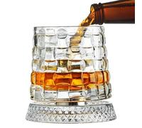 Zunishaone Whiskey Tumblers - Transparent Glass 8x10cm Circular Motion Footed Design, Smooth Swivel Beverage Vessels | Gentleman Gift Celebration Event Festive Occasion Bar Enjoyment