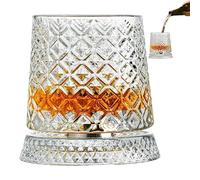 Zunishaone Whiskey Tumblers - Transparent Glass 8x10cm Circular Motion Footed Design, Smooth Swivel Beverage Vessels | Gentleman Gift Celebration Event Festive Occasion Bar Enjoyment