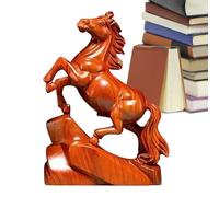 Zunishaone Wooden Horse Sculpture - 15cm Hand Carved Blessing Souvenir Traditional Chinese Decor | Successful Meaning Gift Home Office Tabletop Lunar New Year 2026 Birthday Christmas