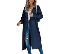 Zunlethian Gabardina de Doble Botonadura para Mujer Elegante y Casual de Negocios Gabardina Delgada de Longitud Media, Primavera y otoño Cortavientos Retro de transición (Azul Marino,S)