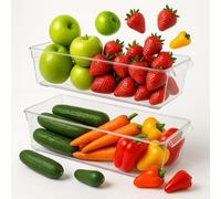 ZUNOVI Organizador Nevera - Juego de 2, incluye 1 alfombra antideslizante | Cajas organizadoras para la cocina, despensa, armarios, encimeras y frigoríficos | Organizador Cocina Transparente sin BPA