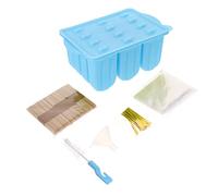 ZUNOXAZ 1 juego Moldes de Silicona para Helados DIY Set de Cavidades con Palitos y Bolsas para Facilita la Preparación de Snacks Verano
