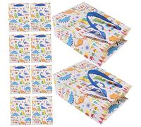 ZUNOXAZ 10 Bolsas de Papel Asa Decorativas de Dibujos Animados de Dinosaurios para Almacenar Dulces y Pequeños Objetos en Fiestas y Manualidades