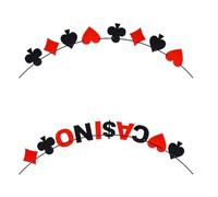 ZUNOXAZ 2 Banderines de 2 M para Fiesta Temática las Vegas Pancarta de Póquer de Fieltro, Decoración Colgante Creativa para Pub y Eventos al Aire Libre