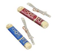 ZUNOXAZ 2 Piezas Mezuzah Metálica con Pergamino Decorativo Símbolos Judíos Pintados Colores Placa para Puerta Bendición Tradicional para Hogar