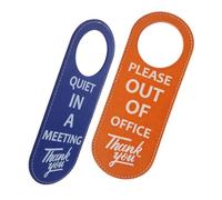 ZUNOXAZ 2 Piezas para Puertas de Oficina de Unidades con Mensajes Quiet In Meeting y Please Out Of Office Doble Cara Colgadores para Pomo Indicativos de Privacidad para Salas de Reuniones