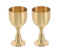 ZUNOXAZ 2 Piezas Santo retro accesorios de decoración medieval copa de decoración de escritorio cuenco del altar copa de metal grabada de vino novedoso central Golden