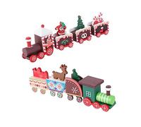 ZUNOXAZ 2 Piezas Tren Navideño de Madera para Decoración de Escritorio de Rojo y Verde Adornos Temáticos para Regalo Festivo Seguro y Ecológico