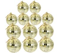 ZUNOXAZ 24 Piezas Unidades Bolas Espejo Colgantes Disco Bola Doradas y Decoración Navideña Fiesta Árbol Navidad Accesorio Resistente Vidrio