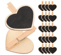 ZUNOXAZ 24 Pinzas para Notas de Pizarra en Madera Diseño de Corazón Mini Clips para Fotos y Mensajes Set de 24 Unidades para Decoración del Hogar y Oficina