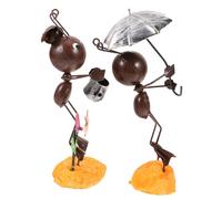 ZUNOXAZ 2piezas Adornos De Insectos De Hierro Artesanías De Mariquitas y Decoración del Hogar para Bodas Casas Accesorios Negros con Sombrilla Aleatorio