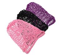 ZUNOXAZ 3 Piezas Red De Cabello De Crochet Cubiertas De Moño De Cabello De Crochet Elegante Redes Para La Fabricación De Moño Seda Artificial