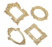 ZUNOXAZ 4 Marcos de Fotos Vintage de Resina, Mini Marco Dorado Europeo para Exhibición de Joyas, Decoración de Hogar y Fiestas, Accesorios Artesanales para Pared o Mesa, Pack 4