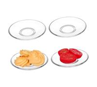 ZUNOXAZ 4 piezas Platos Redondos de Vidrio Transparente para Café y Aperitivos Servicio Resistente y Práctico para Hogar Oficina y Tetería Reutilizable