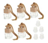 ZUNOXAZ 5 Piezas Ambientador Colgante para Coche Botellas de Perfume Vacío con Tapa Madera de Haya Decorativo Aromaterapia para Vehículo Eliminación Olores