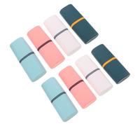ZUNOXAZ 8 piezas Estuche Porta Cepillos de Dientes de Viaje con Compartimentos para Pasta Dental y Vaso Organizador Portátil para Camping Negocios y Escuela Colores Azul y Rosa